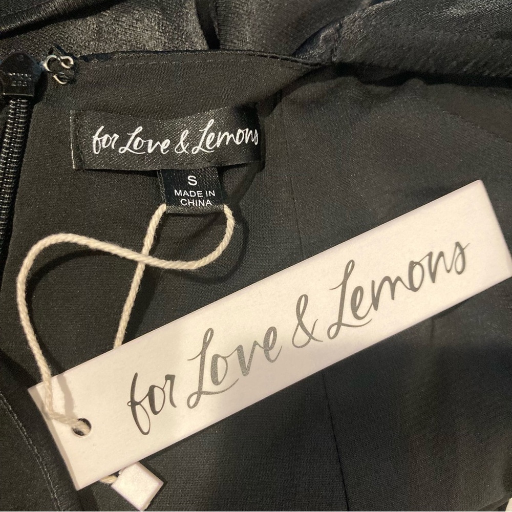 For Love & Lemons Elora black satin mini dress with rhinestone straps. NWT Small - Picture 8 of 9